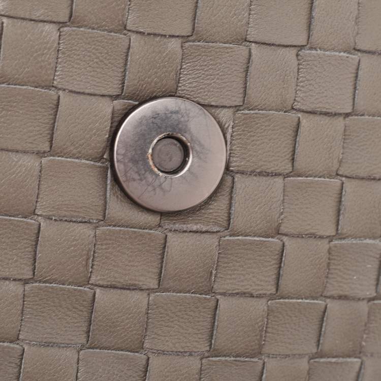 Pre Owned Bottega Veneta Grey Intrecciato Leather Small Olimpia Shoulder Bag