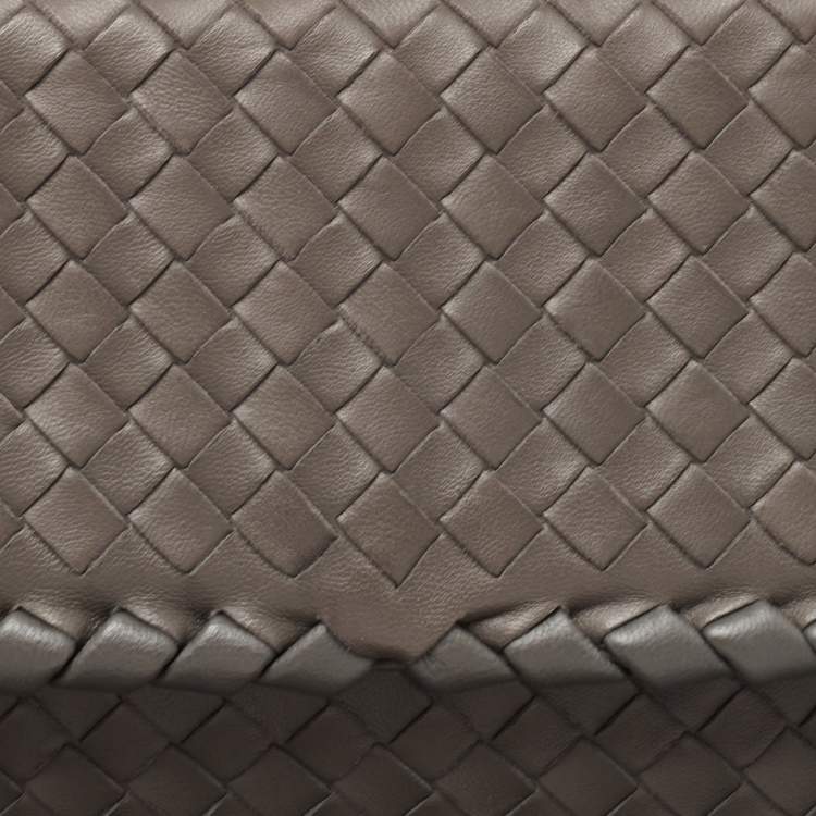 Pre Owned Bottega Veneta Grey Intrecciato Leather Small Olimpia Shoulder Bag