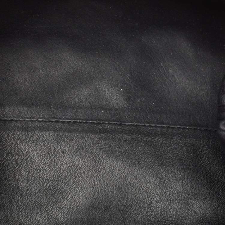 Pre Owned Bottega Veneta Black Intrecciato Leather The Pouch Clutch