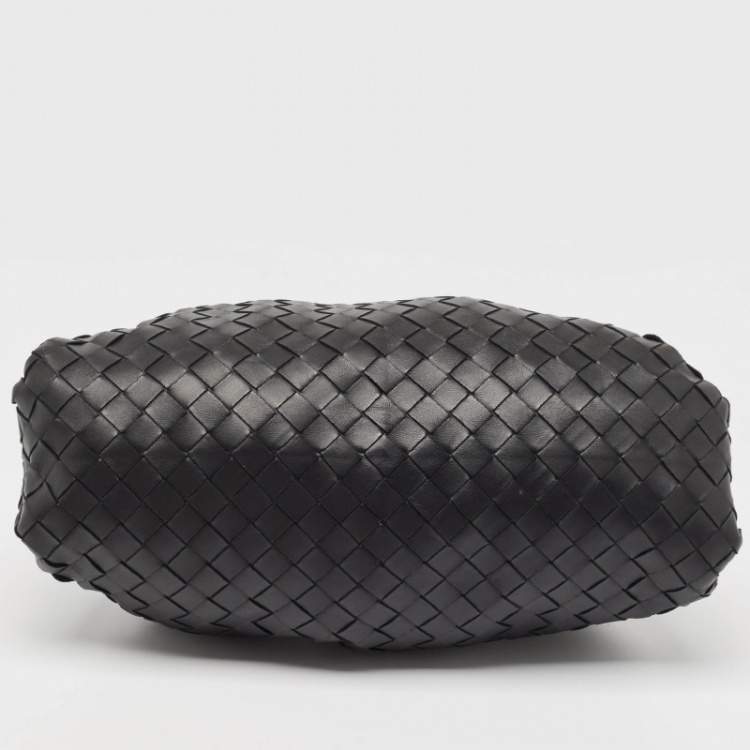 Pre Owned Bottega Veneta Black Intrecciato Leather The Pouch Clutch