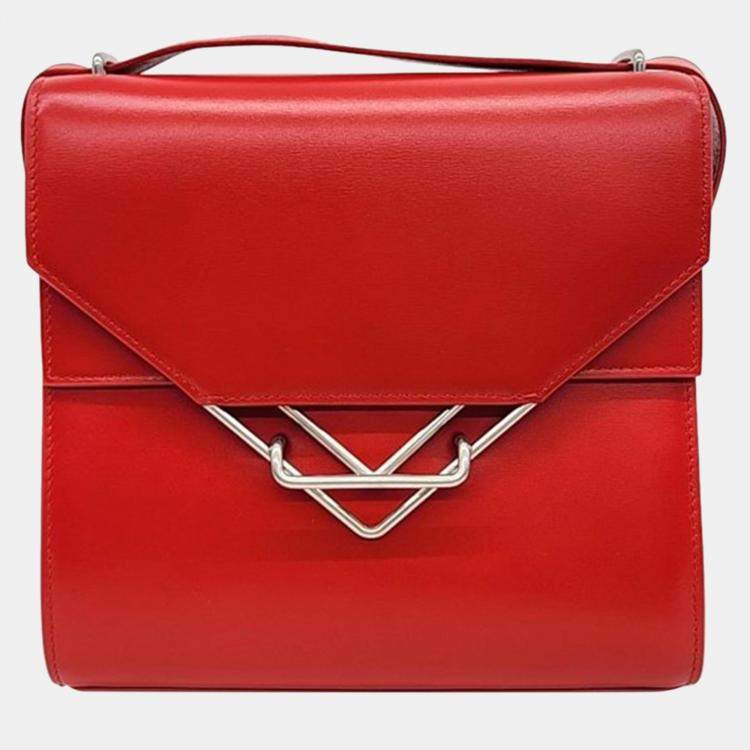 Pre Owned Bottega Veneta Red Leather Clip Shoulder Bag