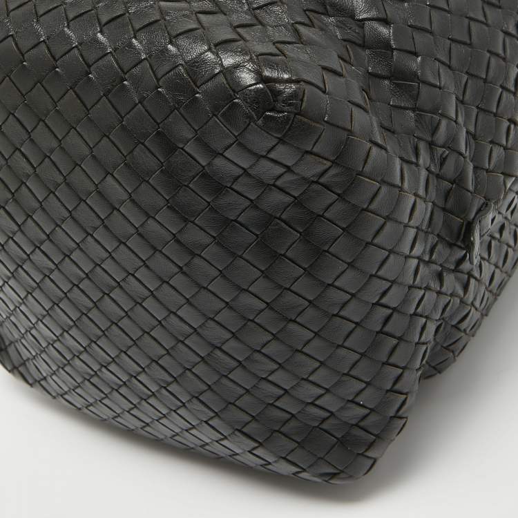 Pre Owned Bottega Veneta Dark Choco Brown Intrecciato Leather Cube Shoulder Bag