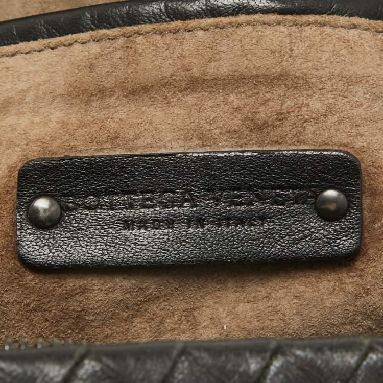 Pre Owned Bottega Veneta Dark Choco Brown Intrecciato Leather Cube Shoulder Bag