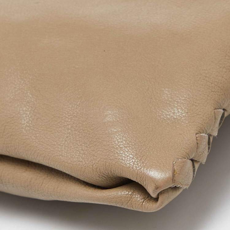 Pre Owned Bottega Veneta Beige/Yellow Leather Wristlet Clutch