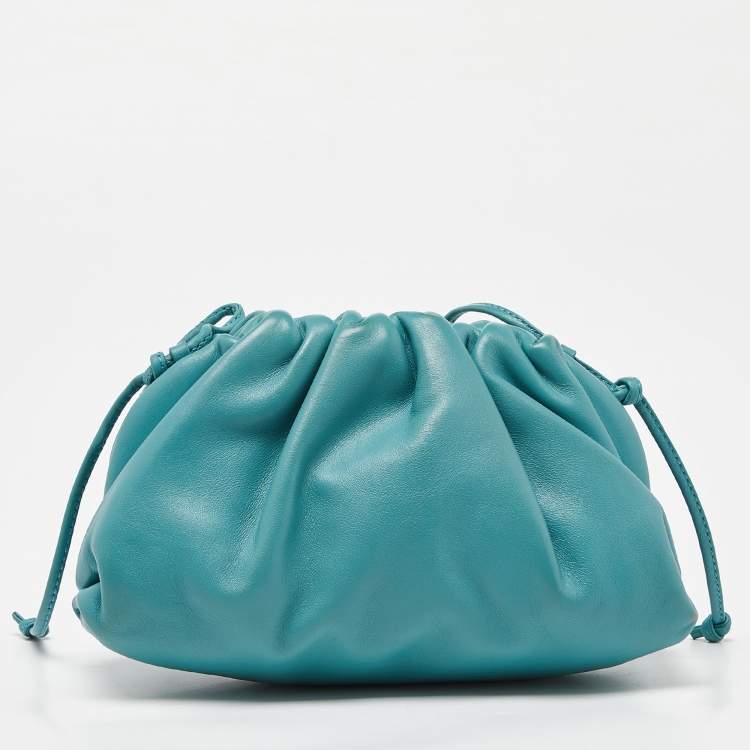 Pre Owned Bottega Veneta Blue Leather Mini The Pouch Bag
