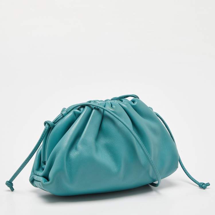 Pre Owned Bottega Veneta Blue Leather Mini The Pouch Bag