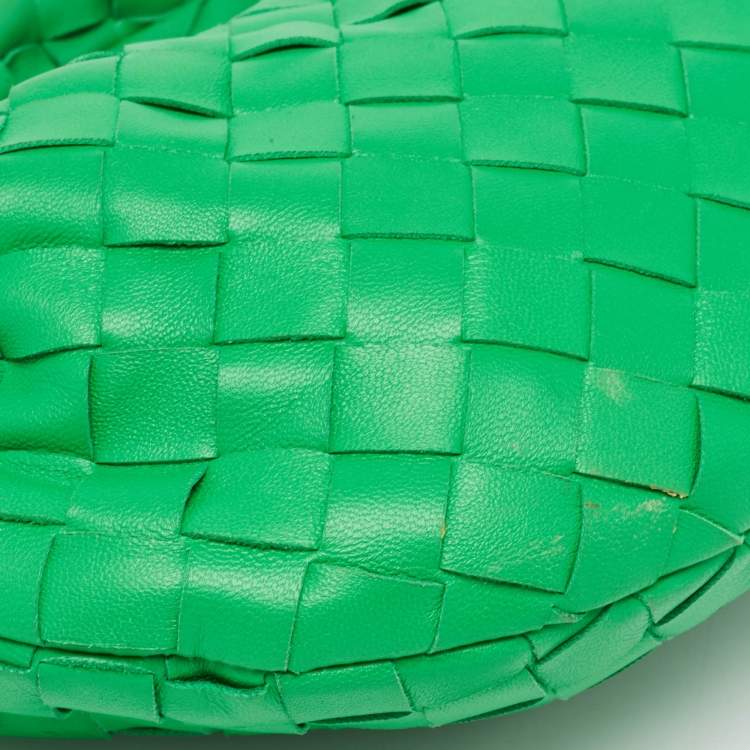Pre Owned Bottega Veneta Green Intrecciato Leather Mini Jodie Hobo