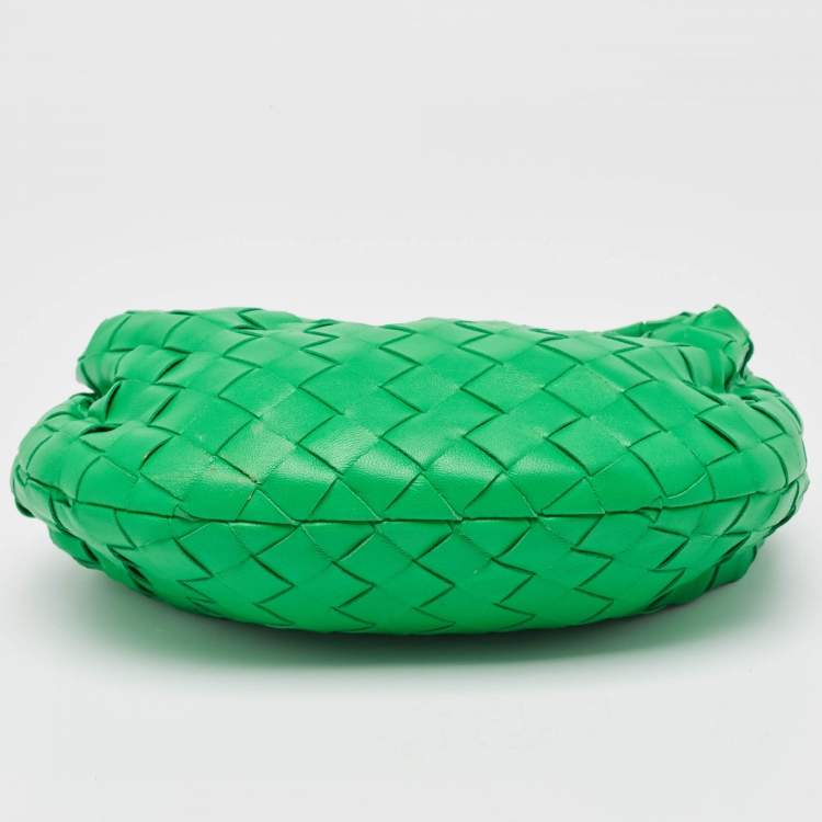 Pre Owned Bottega Veneta Green Intrecciato Leather Mini Jodie Hobo