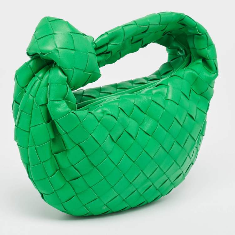 Pre Owned Bottega Veneta Green Intrecciato Leather Mini Jodie Hobo