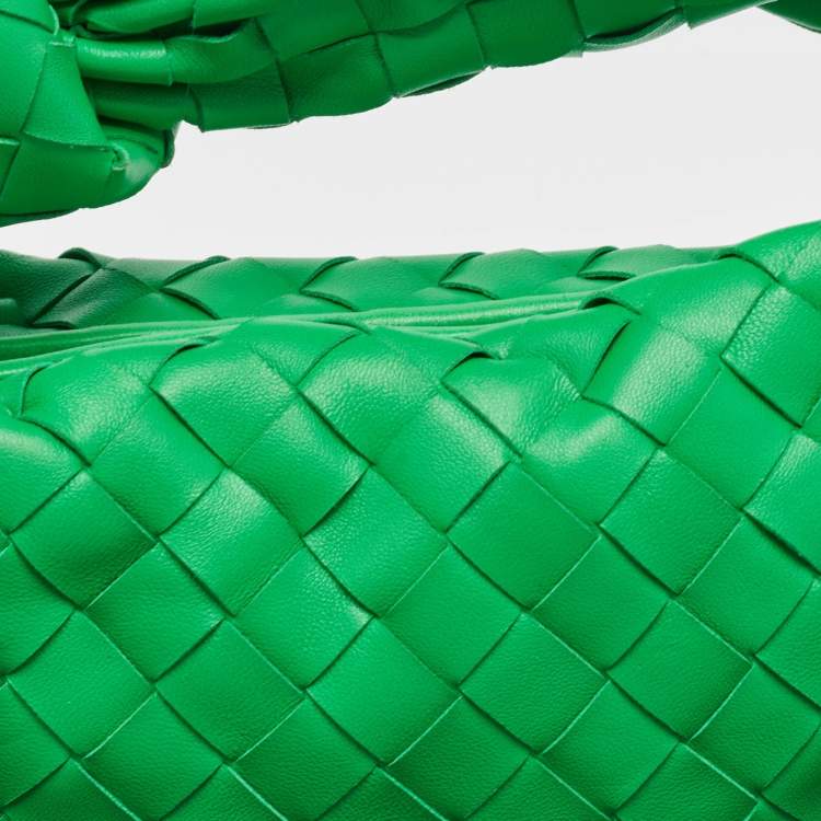 Pre Owned Bottega Veneta Green Intrecciato Leather Mini Jodie Hobo