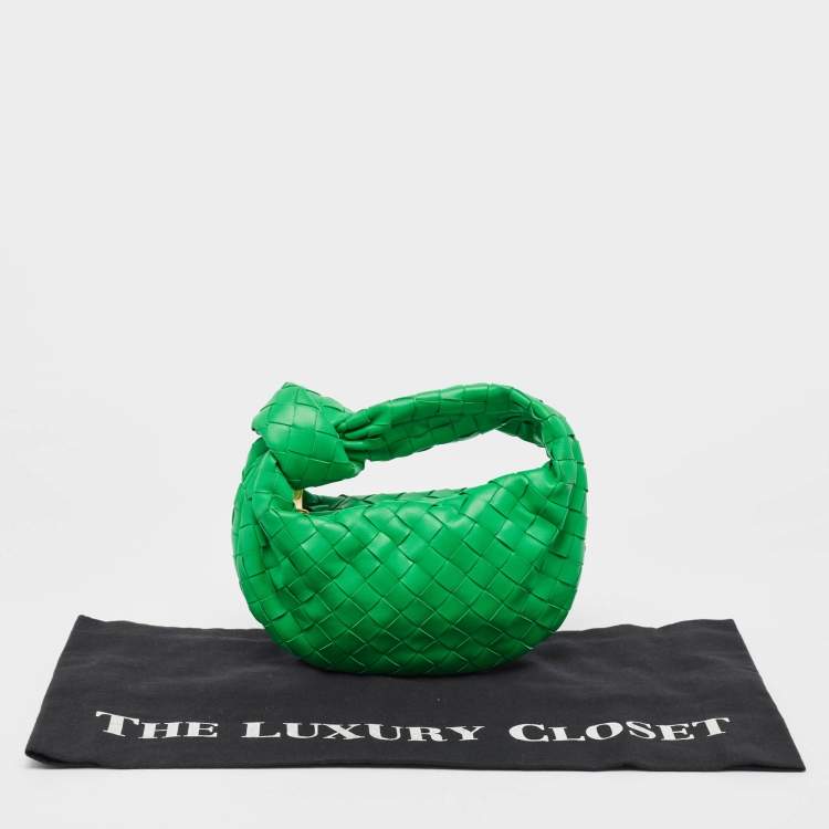 Pre Owned Bottega Veneta Green Intrecciato Leather Mini Jodie Hobo