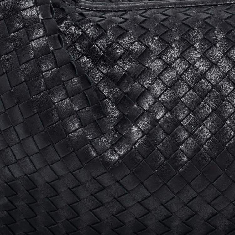 Pre Owned Bottega Veneta Black Intrecciato Leather Large Veneta Hobo