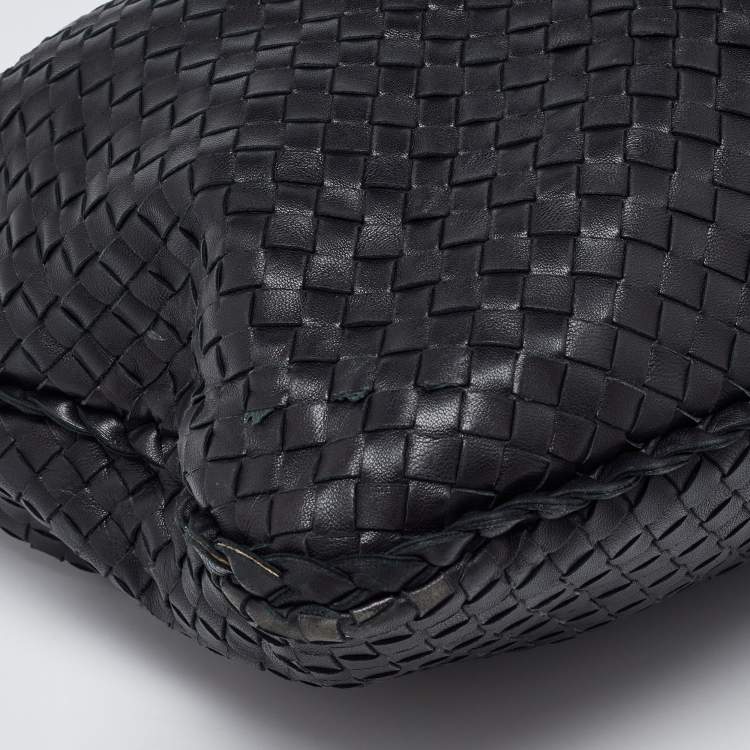 Pre Owned Bottega Veneta Black Intrecciato Leather Large Veneta Hobo