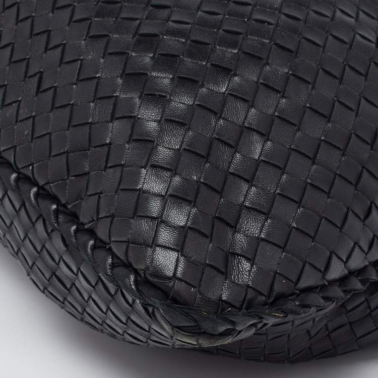 Pre Owned Bottega Veneta Black Intrecciato Leather Large Veneta Hobo
