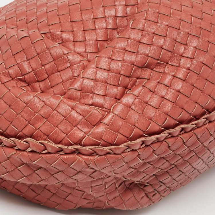Pre Owned Bottega Veneta Red Intrecciato Leather Hobo