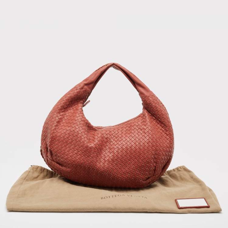 Pre Owned Bottega Veneta Red Intrecciato Leather Hobo