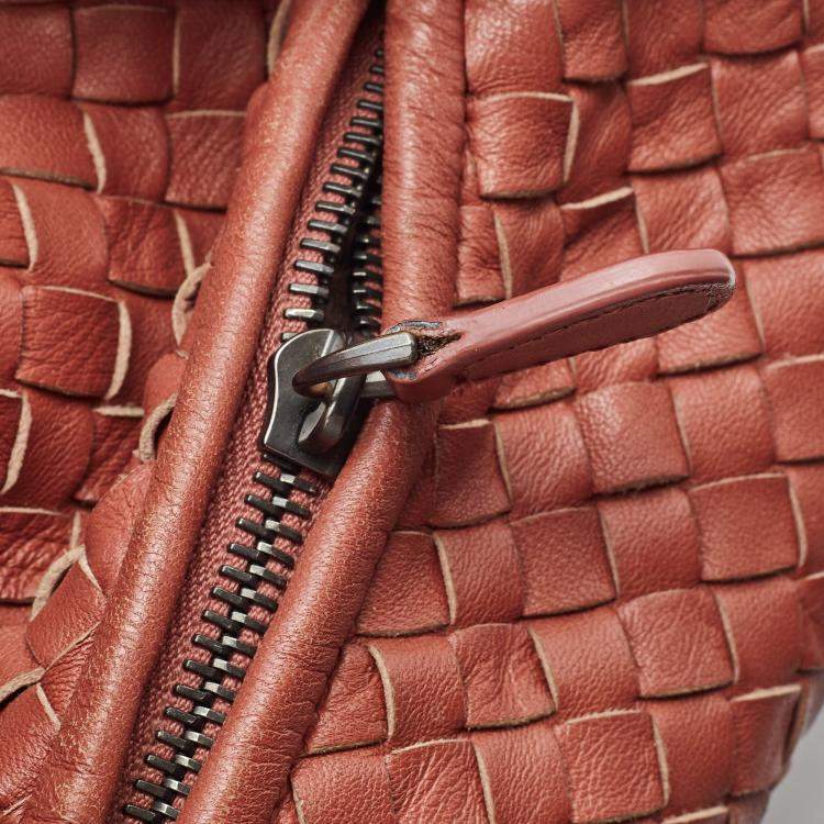 Pre Owned Bottega Veneta Red Intrecciato Leather Hobo