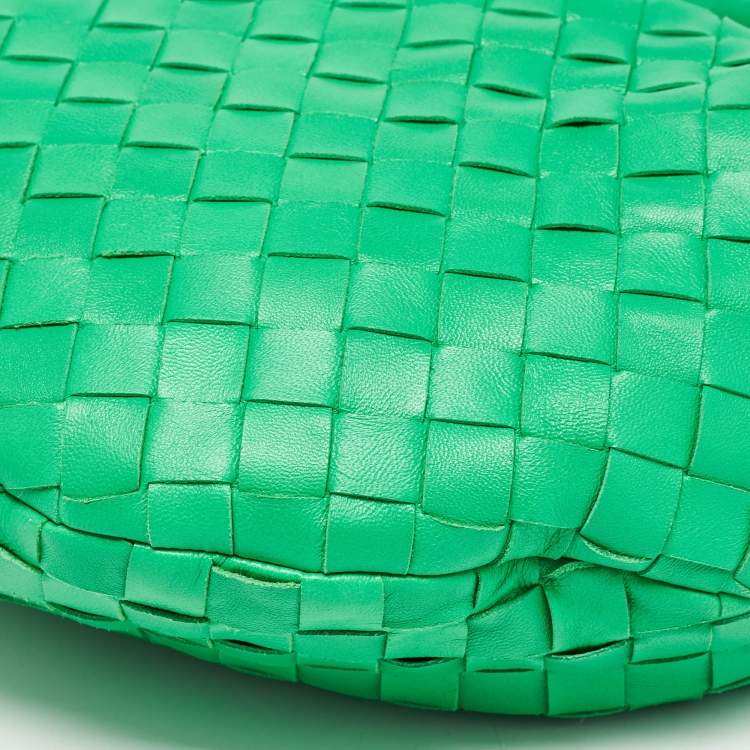 Pre Owned Bottega Veneta Green Intrecciato Leather Teen Jodie Hobo