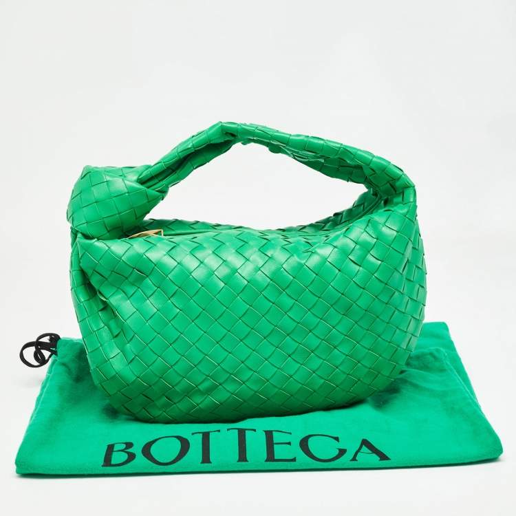 Pre Owned Bottega Veneta Green Intrecciato Leather Teen Jodie Hobo