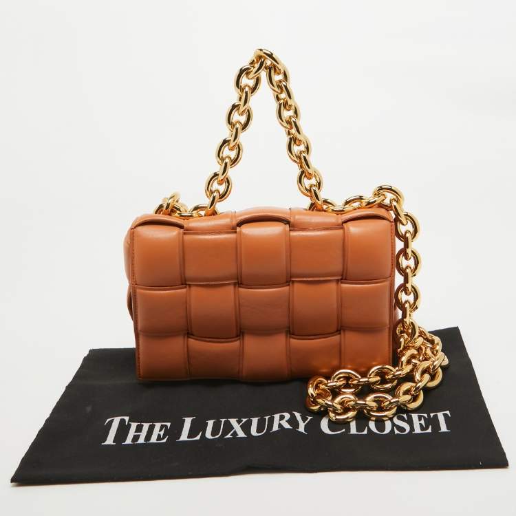 Pre Owned Bottega Veneta Brown Padded Leather Chain Cassette Shoulder Bag