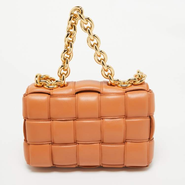 Pre Owned Bottega Veneta Brown Padded Leather Chain Cassette Shoulder Bag