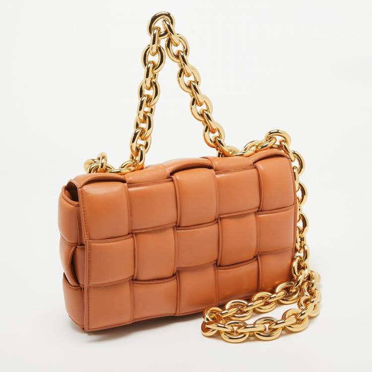Pre Owned Bottega Veneta Brown Padded Leather Chain Cassette Shoulder Bag