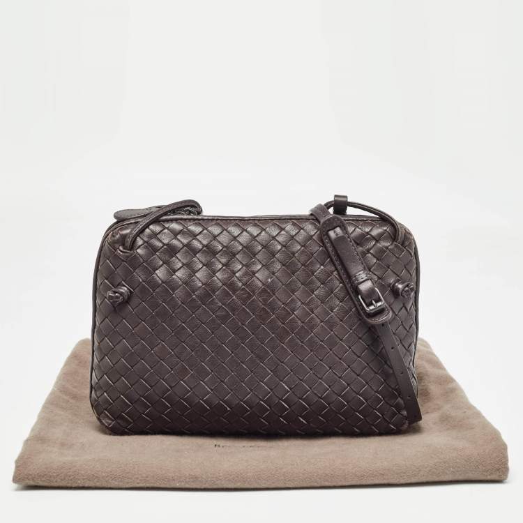 Pre Owned Bottega Veneta Muave Intrecciato Leather Nodini Crossbody Bag