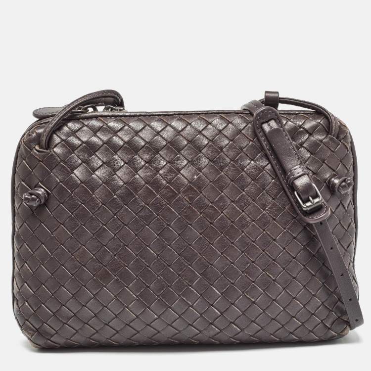 Pre Owned Bottega Veneta Muave Intrecciato Leather Nodini Crossbody Bag