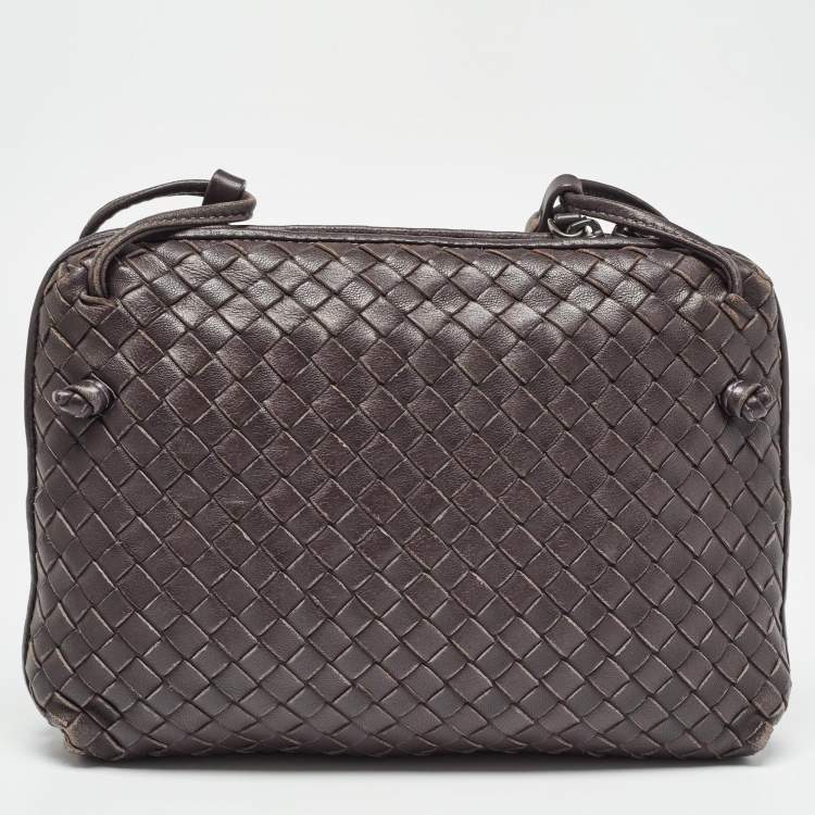 Pre Owned Bottega Veneta Muave Intrecciato Leather Nodini Crossbody Bag