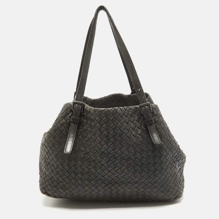 Pre Owned Bottega Veneta Black Intrecciato Leather Cesta Tote