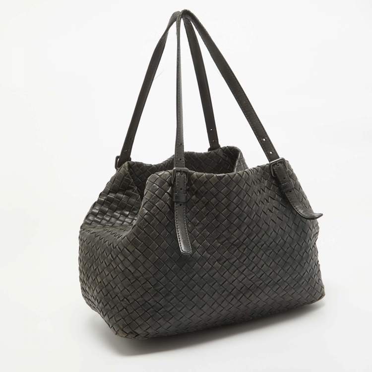 Pre Owned Bottega Veneta Black Intrecciato Leather Cesta Tote