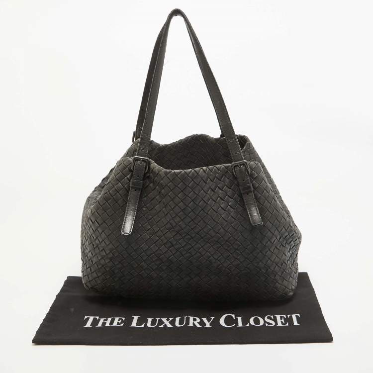 Pre Owned Bottega Veneta Black Intrecciato Leather Cesta Tote
