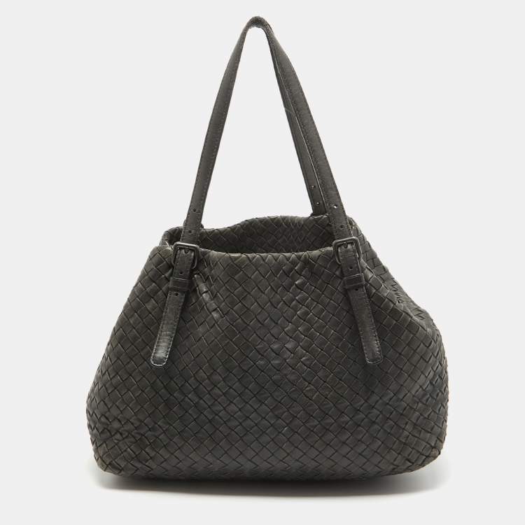 Pre Owned Bottega Veneta Black Intrecciato Leather Cesta Tote