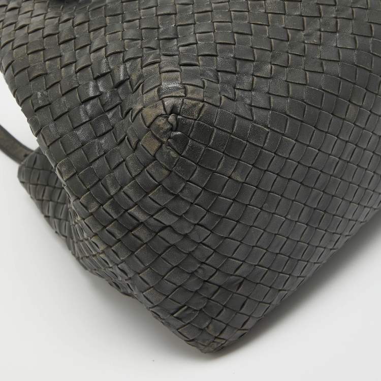 Pre Owned Bottega Veneta Black Intrecciato Leather Cesta Tote