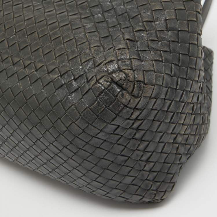 Pre Owned Bottega Veneta Black Intrecciato Leather Cesta Tote