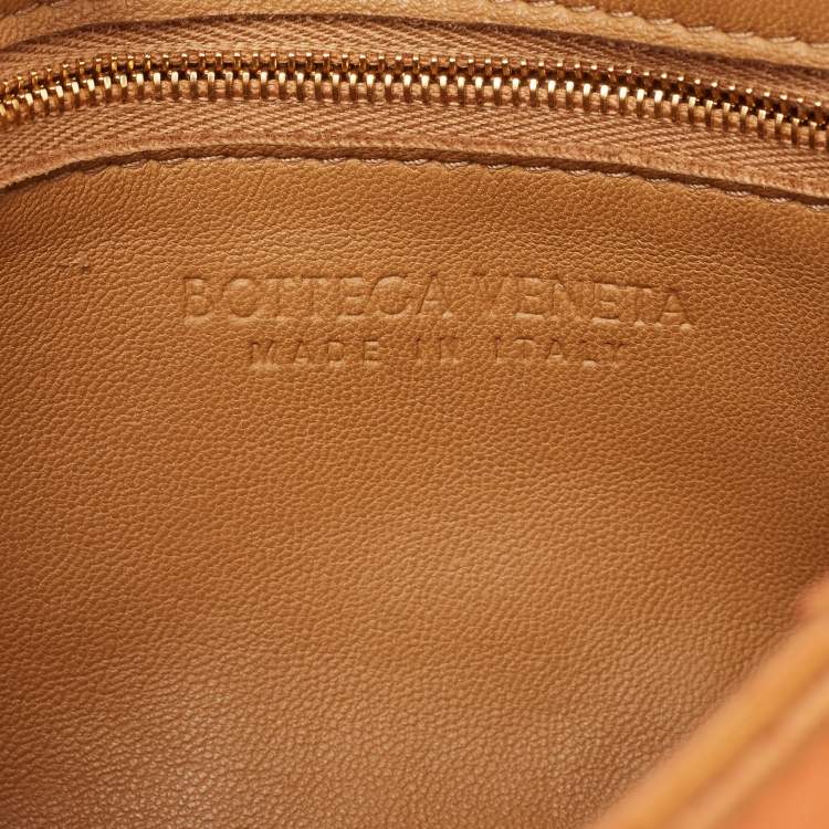 Pre Owned Bottega Veneta Orange Intreccio Leather Cassette Shoulder Bag