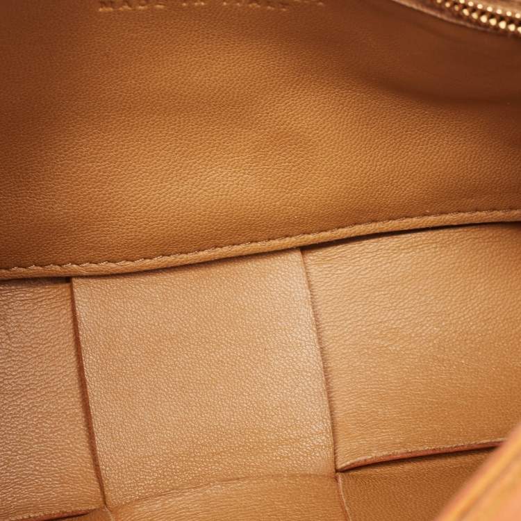Pre Owned Bottega Veneta Orange Intreccio Leather Cassette Shoulder Bag