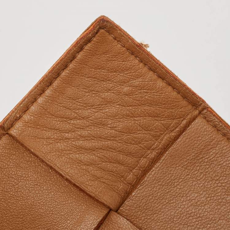 Pre Owned Bottega Veneta Orange Intreccio Leather Cassette Shoulder Bag