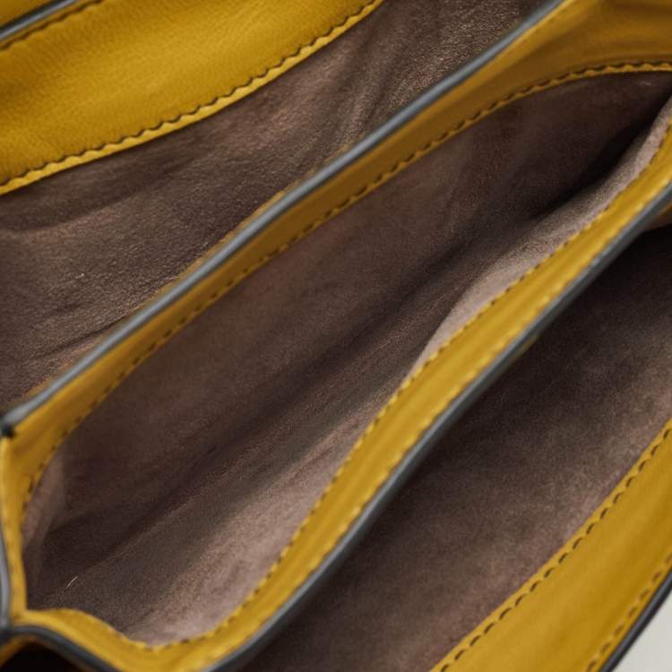 Pre Owned Bottega Veneta Light Yellow Intrecciato Leather Mini Runway Shoulder Bag