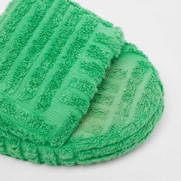Pre Owned Bottega Veneta Green Cotton Fabric Sponge Platform Slides Size 36