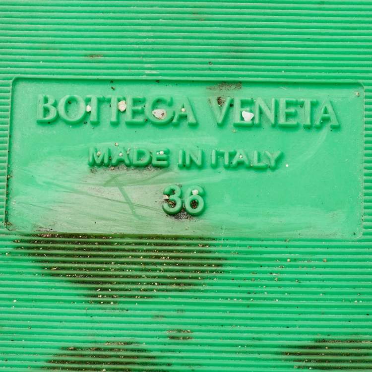 Pre Owned Bottega Veneta Green Cotton Fabric Sponge Platform Slides Size 36