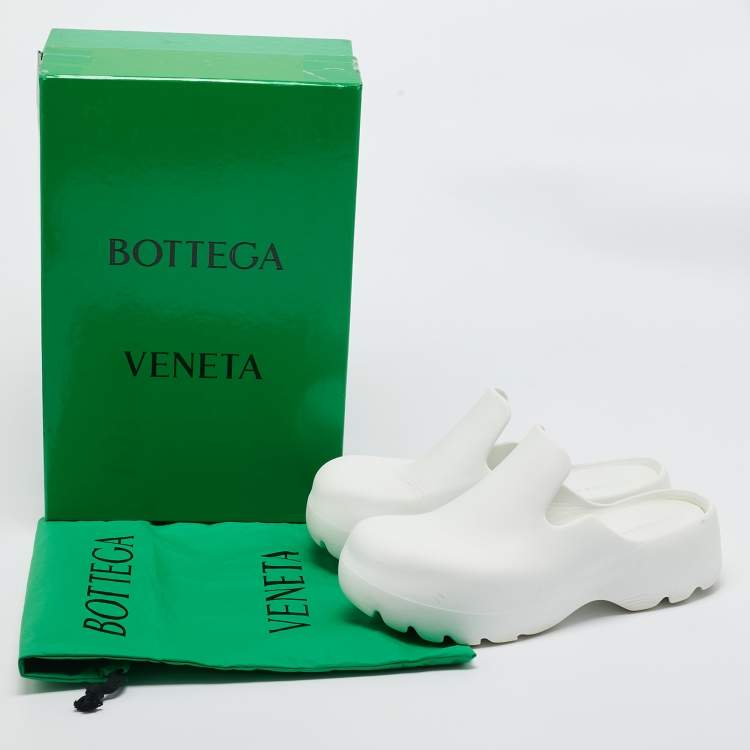 Pre Owned Bottega Veneta White Rubber Mule Sandals Size 43 