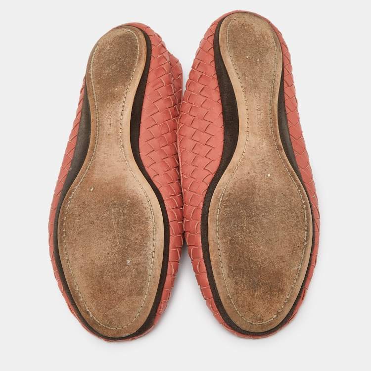 Pre Owned Bottega Veneta Pink Intrecciato Leather Smoking Slippers Size 40