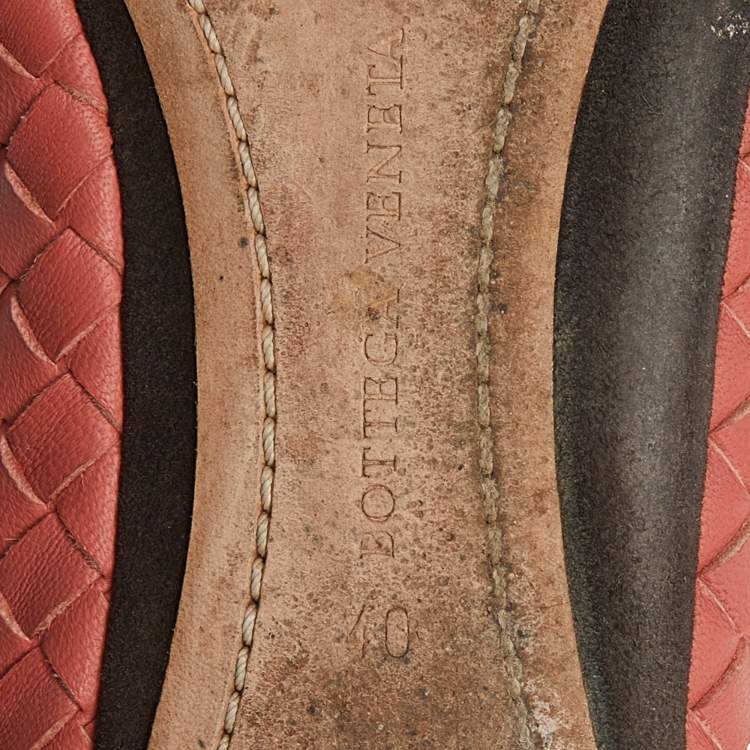 Pre Owned Bottega Veneta Pink Intrecciato Leather Smoking Slippers Size 40