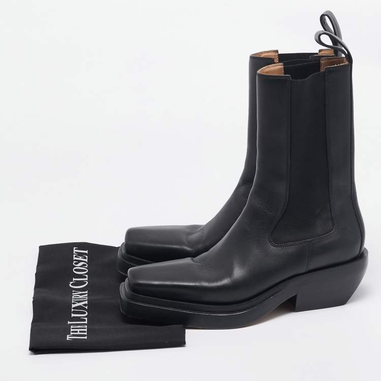Pre Owned Bottega Veneta Black Leather Chelsea Boots Size 37.5