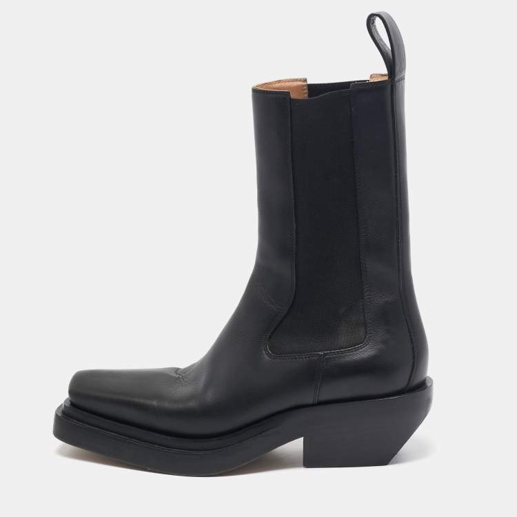 Pre Owned Bottega Veneta Black Leather Chelsea Boots Size 37.5