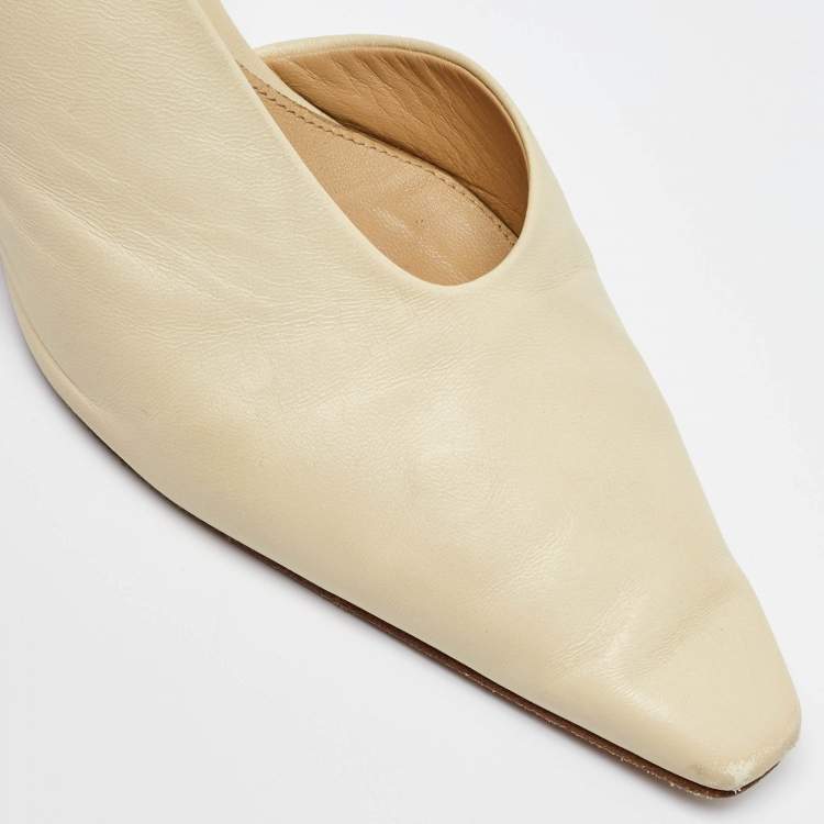 Pre Owned Bottega Veneta Beige Leather Slingback D'orsay Pumps Size 39