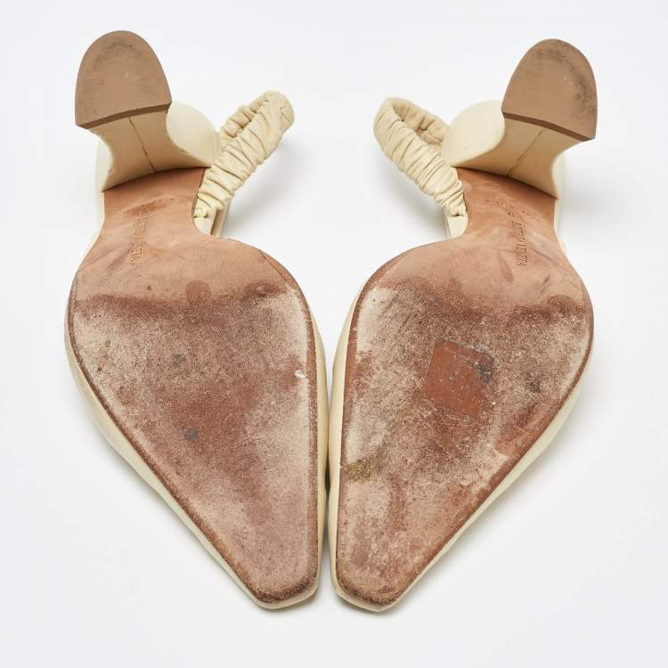 Pre Owned Bottega Veneta Beige Leather Slingback D'orsay Pumps Size 39