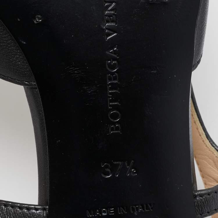 Pre Owned Bottega Veneta Grey Leather Slingback Pumps Size 37.5