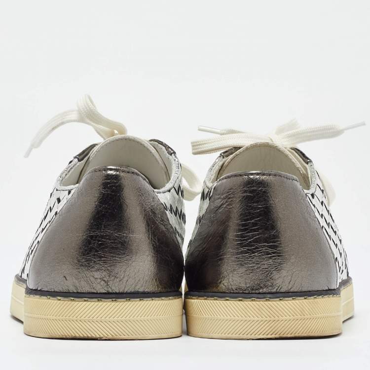 Pre Owned Bottega Veneta Multicolor Intrecciato Leather Sail Sneakers Size 37